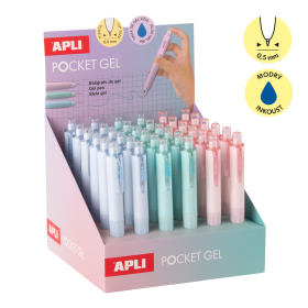 APLI kapesní gelové pero, 36 ks, displej, mix barev