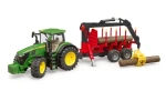 Bruder 03154 Traktor John Deere s lesnickým přívěsem a kládami