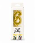 Cake star Dortová svíčka LUXE zlatá č.6