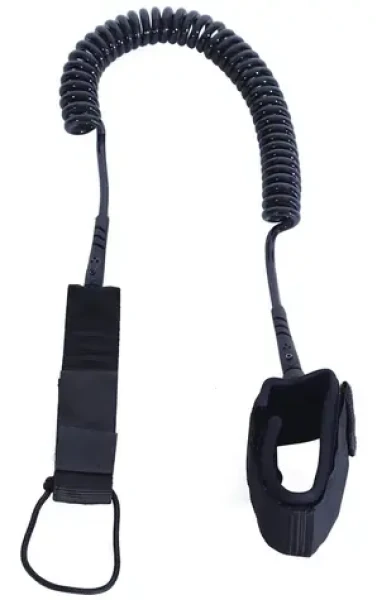 ENERO Pojistné lanko na paddleboard černé / Lanko / Spirálové / Suchý zip / 275 cm (1033228)