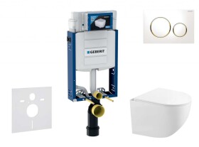 GEBERIT - Kombifix Set předstěnové instalace, kompaktního klozetu Gaia a sedátka softclose, tlačítko Sigma20, bílá/pozlacená SANI15CA3128