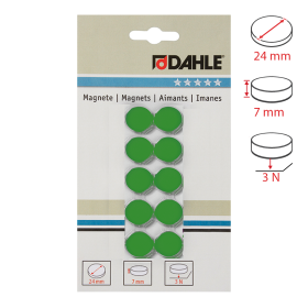 Dahle magnet plánovací, Ø 24 mm, 3 N, 10 ks, zelený