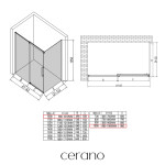 CERANO - Sprchový kout Lantono L/P - 8 mm - Soft-Close - černá matná, grafitové sklo - 100x100x195 - posuvný CER-8050BD7510