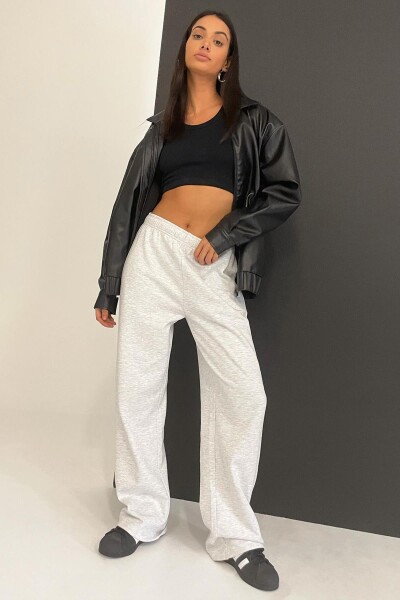 Madmext Gray Wide Leg Basic Sweatpants