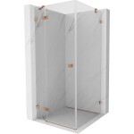 MEXEN/S - Lunar sprchový kout dveře křídlové levá 80 x 80, transparent, měď kartáčovaná 834-080-080-65-00-L
