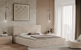 FRONTI Postel BACOLI 160x200 béžová s úložným prostorem