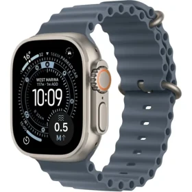 Apple Watch Ultra 3 (2025) GPS+Cellular 49mm Titanové tělo - Modrý oceánský řemínek / 130-200mm (MEWH4QC/A)