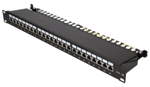 Extralink Patch panel CAT6A STP 24 portů / Patch panel / 19" / STP / LSA IDC (EX.28266)