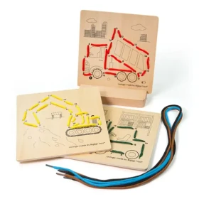 Bigjigs Toys Provlékání podle čísel - Stavební stroje