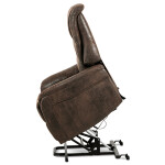 TV křeslo + eletrické polohování, hnědá látka, kov černá