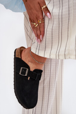 Semišové Dámské Pantofle S Přezkou Big Star RR274A384 Černé 37