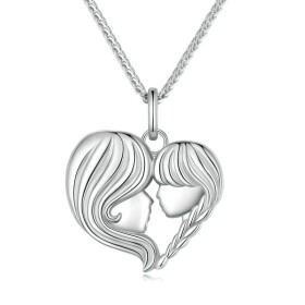 Stříbrný náhrdelník Maminka s dcerou, stříbro 925/1000, srdce, Stříbrná 40 cm + 5 cm (prodloužení)