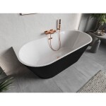 MEXEN/S - Oris volně stojící vana nástěnná reliéf 170 x 80, bílá/černá, sifon a přepad růžové zlato 52871708075-60