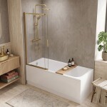 REA - Vanová zástěna posuvná Dario Brush Gold 120 REA-W7888