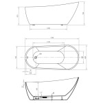 AQUALINE - TISA volně stojící vana, 170x80cm, bílá 2.jakost E1780