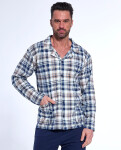 Pyžamo Cornette 114/77 dlouhé/r M-2XL rozepínací tmavě modrá - mřížka L