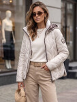 Dámská přechodová bunda s kapucí, světle šedá, FashionStreet TY5776 XXL