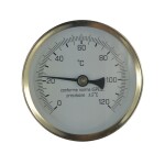 MEREO - Klum Teploměr bimetalový DN 80, 0 - 120 °C, zadní vývod 1/2", jímka 50 mm PR3052