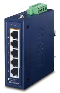 Planet IGS-504PT v3 / Switch průmyslový / 5x 1Gb / 4x PoE 802.3at 120W / -40 až +75°C / IP30 (IGS-504PT)