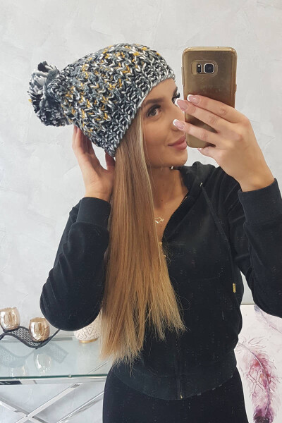 Dámská čepice s bambulí Maria K335 tmavě šedá UNI