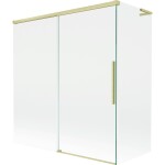 MEXEN/S - Rox L vanová zástěna 2-křídlová posuvná 150 + 70 x 150, transparent, zlatá kartáčovaná 8C9L-150-070-55-00