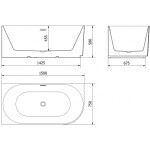 MEXEN/S - Gia volně stojící rohová vana reliéf levá 150 x 75, černá mat, sifon a přepad grafit metal 52701507571L-95