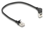 Delock RJ45 Cat.6A S/FTP Slim patch kabel černá / Síťový kabel / 0,25 m / RJ45 přímý - RJ45 pravoúhlý (80285)
