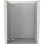 MEXEN/S - Lunar L sprchové dveře křídlové levé 140, transparent, zlatá kartáčovaná 834SL-140-050-55-00-L