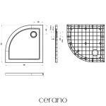 CERANO - Sprchová vanička čtvrtkruhová Brio - SMC/minerální kompozit - strukturovaná bílá - 80x80x4 CER-679497