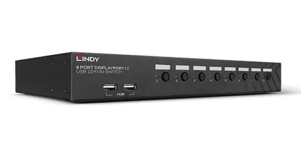 Lindy 8-Port DisplayPort 1.2 USB / KVM switch / 8 portů / 4K UHD / 1U / černá (39540)