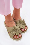 Kožené Dámské Sandály Na Klínu S Dekorativním Květinou Artiker 52C0503 Zelené 38