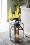 Ib Laursen Skleněná lucerna Norr Black 30,5 cm, černá barva, čirá barva, sklo