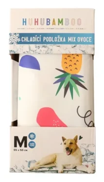 HUHUBAMBOO Chladicí podložka pro psy Mix ovoce / 65 x 50 cm / Velikost M / Bílá (357705)