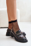 Dámské Lakované Mokasíny Loafersy S Ozdobou LZ42-030 Černé D&A 40