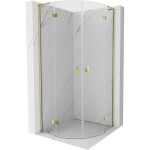MEXEN/S - Mist L sprchový kout čtvrtkruh, křídlové 90 x 90, transparent, zlato 8A33L-090-090-50-00