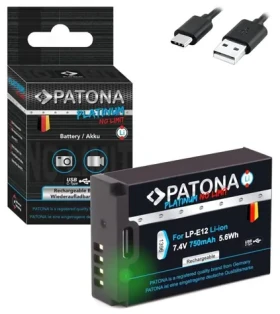 PATONA Platinum baterie pro foto Canon LP-E12 750mAh / Li-Ion / USB-C nabíjení (PT1396)