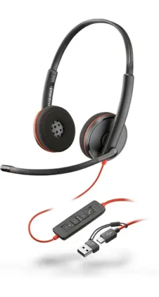 Poly Blackwire 3220 černá / Náhlavní souprava / mikrofon / dvě sluchátka / USB-C/A (8X2J9A6)