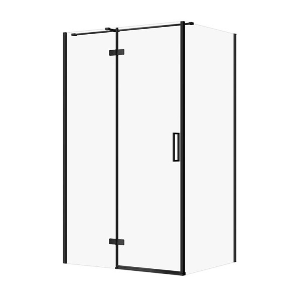 CERSANIT - Sprchový kout JOTA s panty, černý, 120x90x195, levý, čiré sklo S160-028