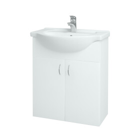 Dřevojas - Koupelnová skříňka PLUTO SZD2 65 - N01 Bílá lesk / N01 Bílá lesk 52341