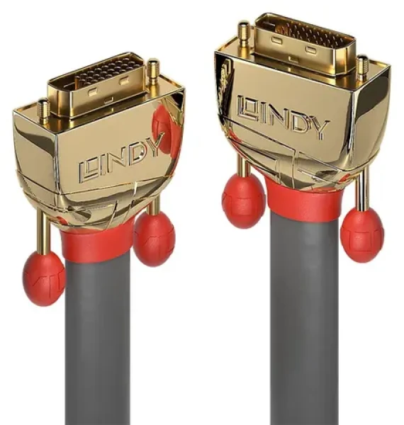 Lindy Gold Line šedá / DVI-D kabel / Dual Link / pozlacené konektory / 15 m (36207)