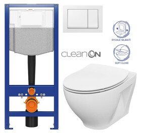 CERSANIT předstěnový instalační systém s bílym tlačítkem K97-516 + WC CERSANIT CLEANON MODUO + SEDÁTKO K97-526 516 MO1