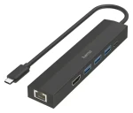 Hama USB-C Multiport hub černá / USB-C hub / 6 portů / 3× USB-A / HDMI / LAN (00200144)