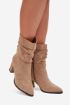 Dámské kotníkové boty na podpatku s mačkáním vyhřívané béžové Amelise 40