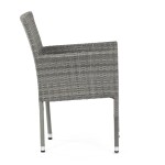 Židle zahradní, šedý umělý ratan, kov, stohovatelná.