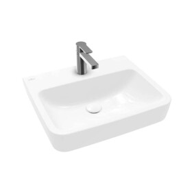 VILLEROY & BOCH - O.novo Umyvadlo na desku, 55x46 cm, bez přepadu, otvor pro baterii, AntiBac, CeramicPlus, alpská bílá 4A41MJT2