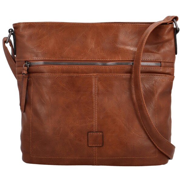 Trendy dámská koženková crossbody kabelka Tomila, hnědá