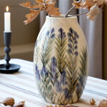 Chic Antique Keramická váza Blue Floral Motif, modrá barva, keramika