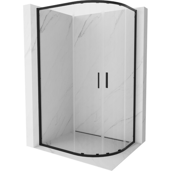 MEXEN/S - Exo čtvrtkruhový asymetrický posuvný sprchový kout 100 x 90, transparent, černá 8132-100-090-70-00