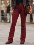 Dámské džíny s rozšiřujícími se nohavicemi, s páskem a vysokým pasem, vínové, FashionStreet UY3111 S/36