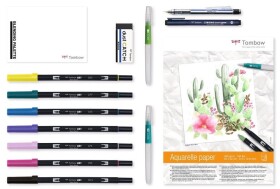 Akvarel Home Set Tombow – akvarelové fixy a papír v sadě akvarelové fixy, akvarelový papír, sada pro začátečníky, Tombow, watercolor set, lettering